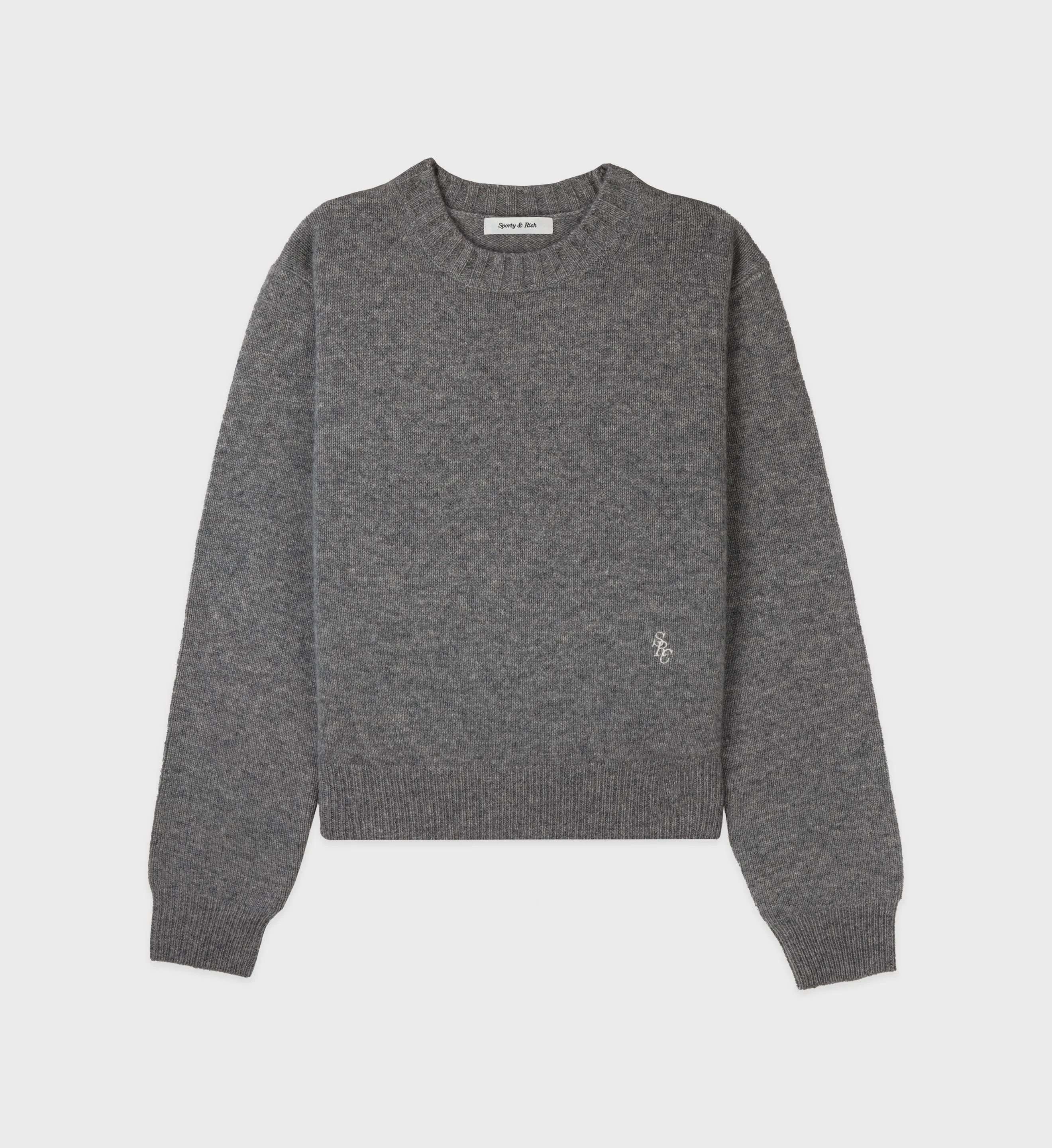SRC Cashmere Crewneck - Gray/White sold by Sporty and Rich