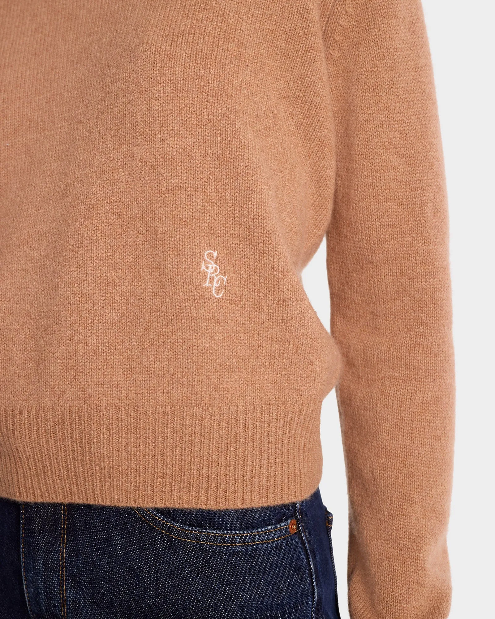 SRC Cashmere Crewneck - Camel/White sold by Sporty and Rich product image thumbnail 3