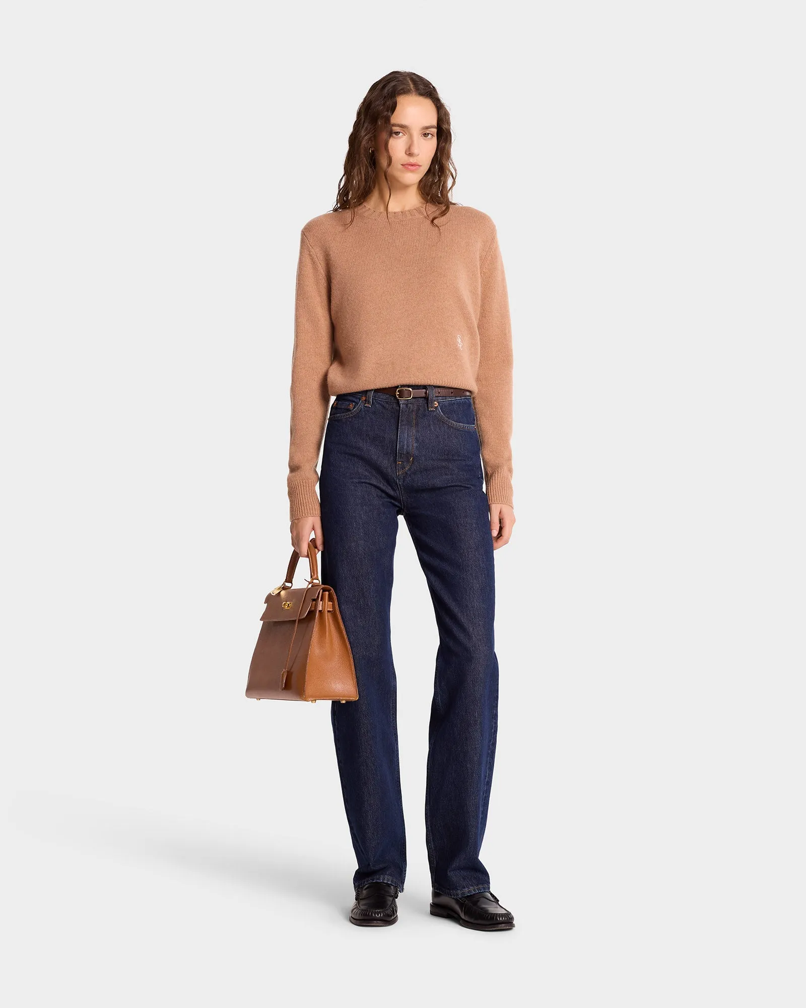 SRC Cashmere Crewneck - Camel/White sold by Sporty and Rich product image thumbnail 2