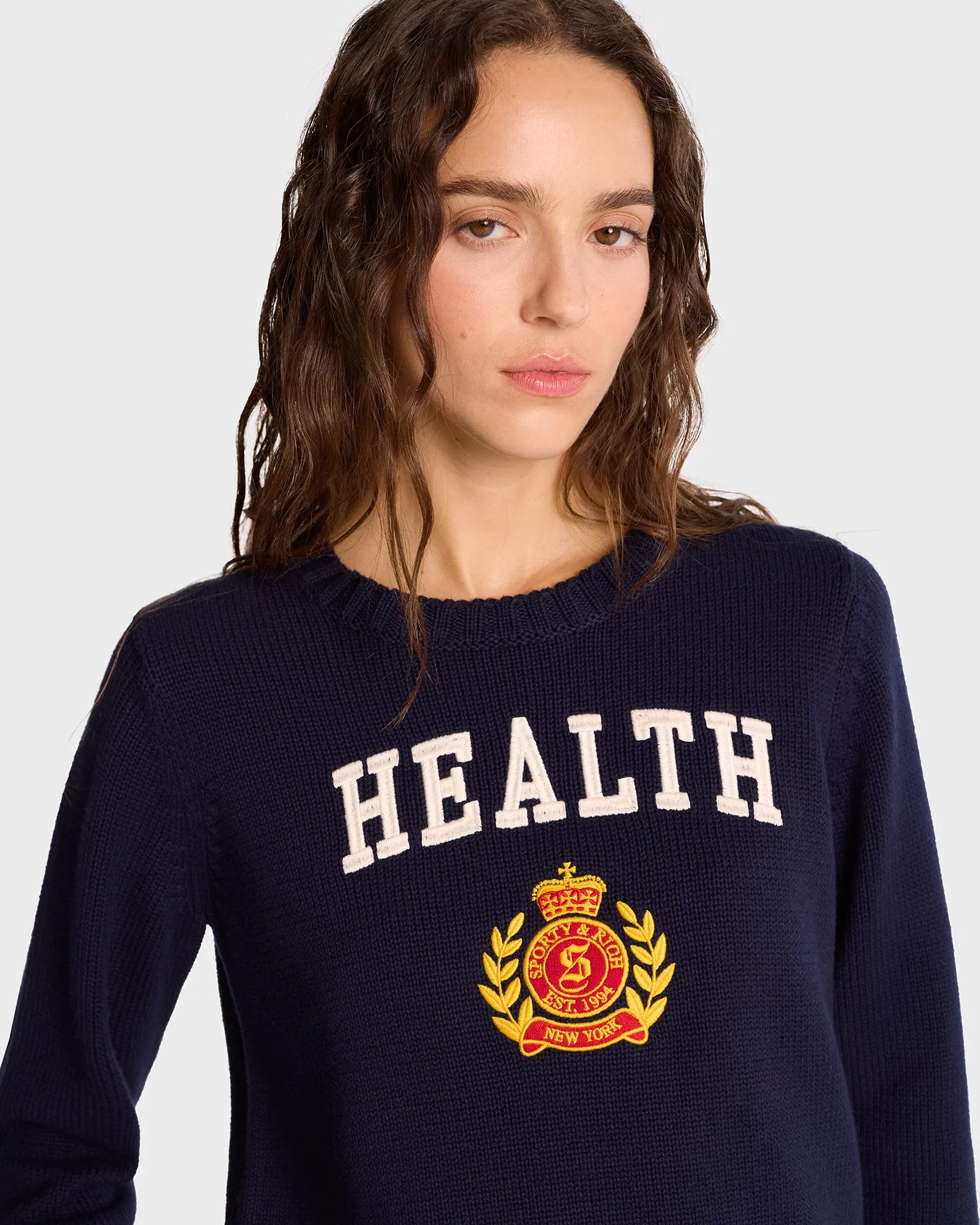NY Health Crest Knitted Sweater - Navy/White/Gold sold by Sporty and Rich product image thumbnail 3