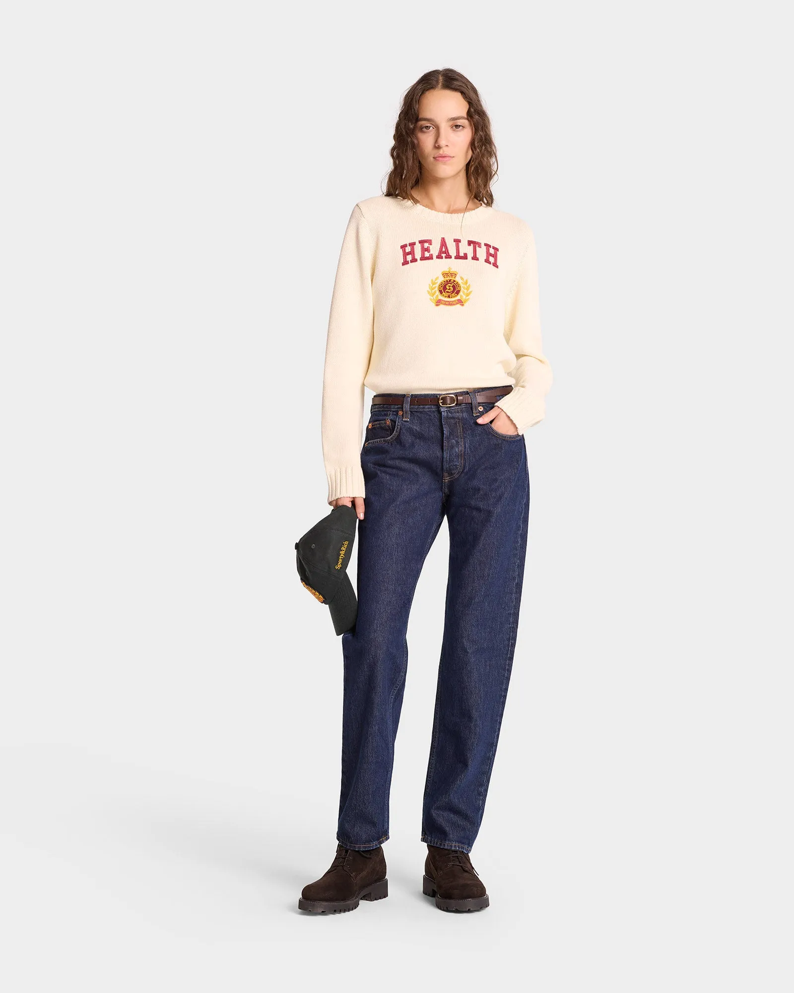 NY Health Crest Knitted Sweater - Cream/Merlot/Gold sold by Sporty and Rich product image thumbnail 4