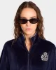 NY Crest Velour Track Jacket - Navy/Cream sold by Sporty and Rich