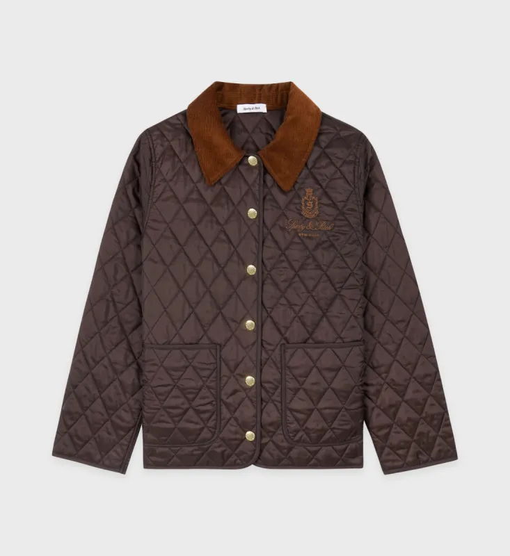 Vendome Nylon Quilted Jacket - Chocolate/British Tan sold by Sporty and Rich