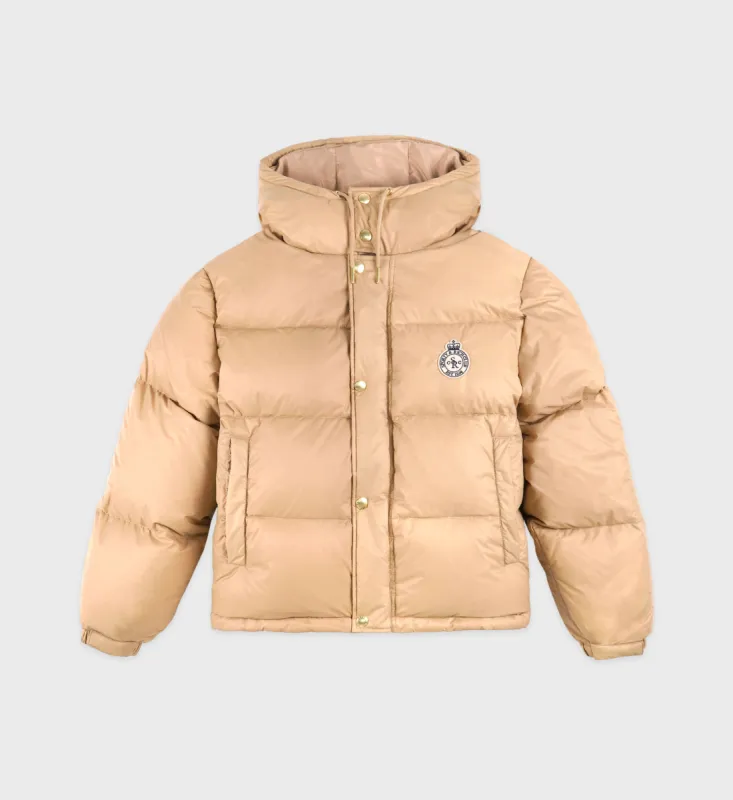 Crown Puffer Jacket - Beige sold by Sporty and Rich
