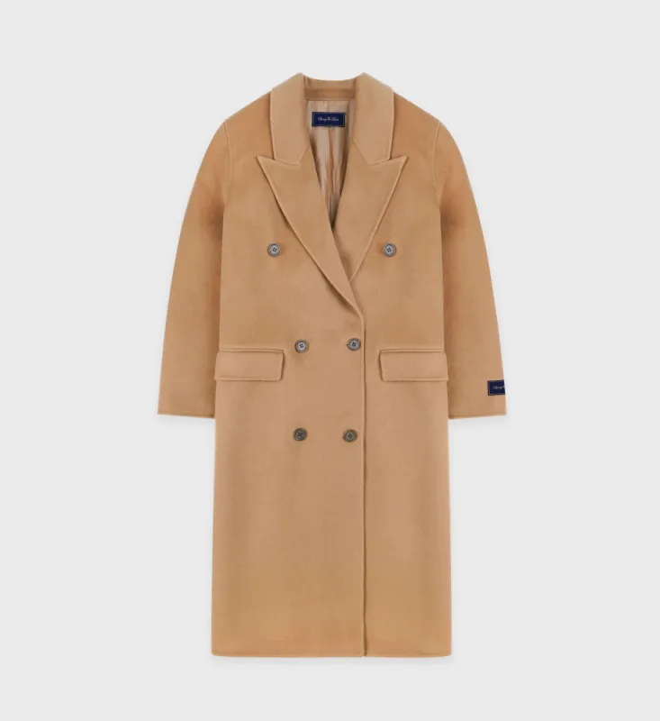 Double Faced DB Cashmere Coat - Camel sold by Sporty and Rich