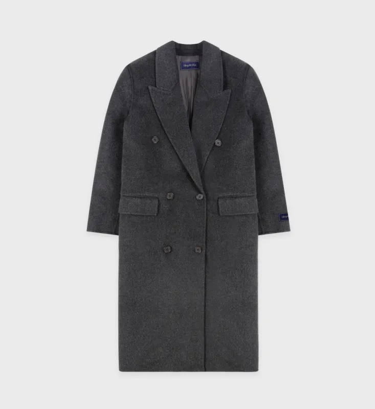 Double Faced DB Cashmere Coat - Anthracite sold by Sporty and Rich