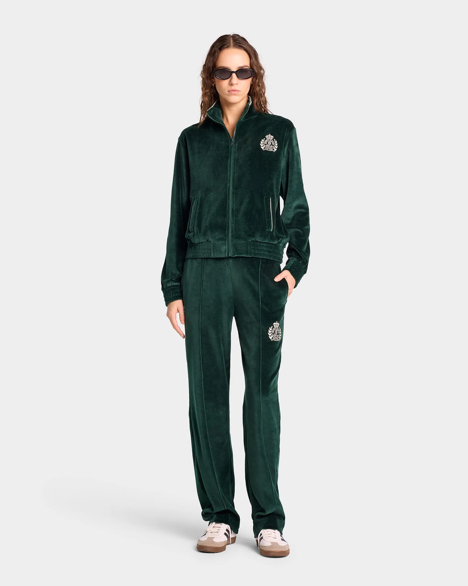 NY Crest Velour Track Pant - Forest/Cream sold by Sporty and Rich product image thumbnail 2