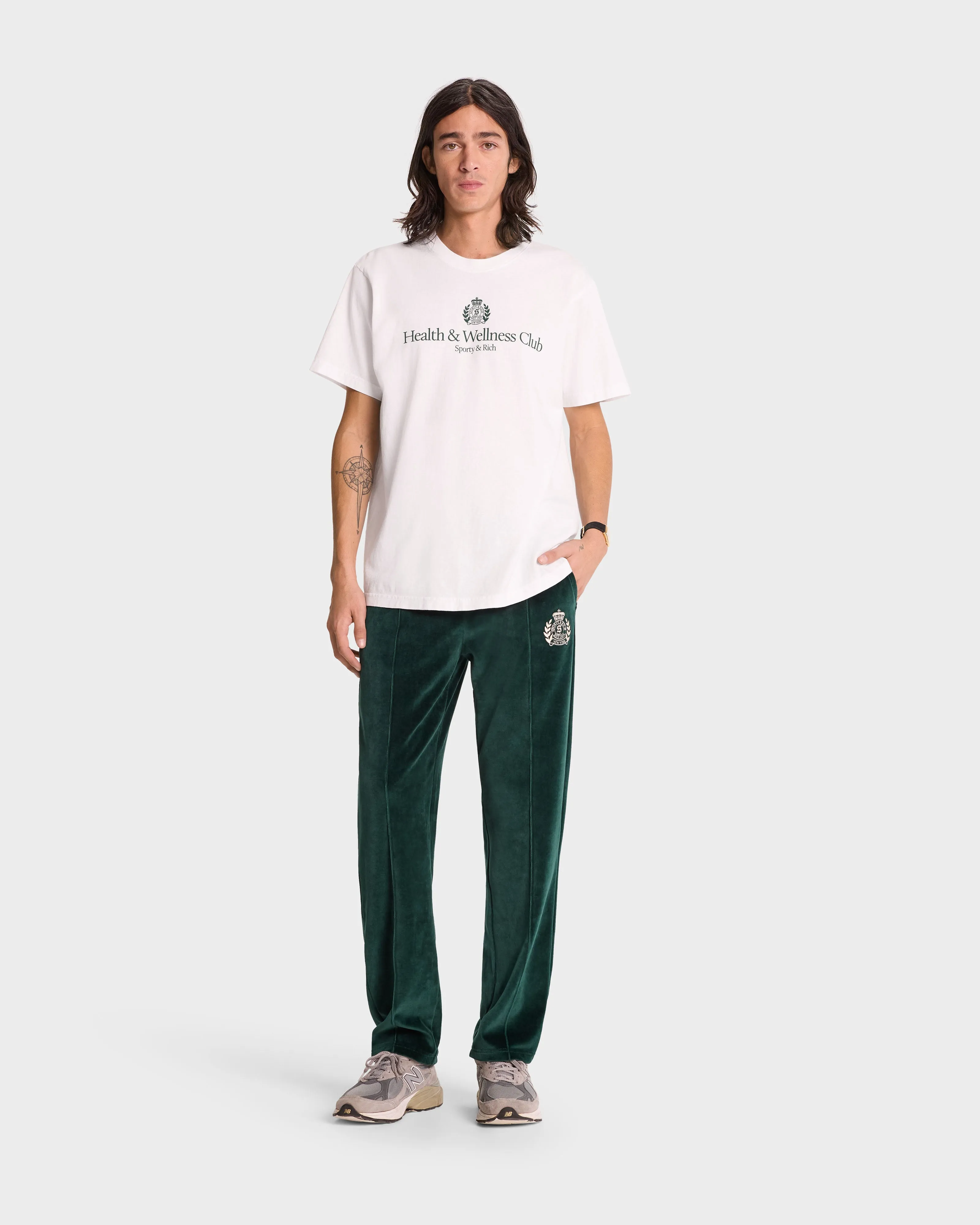 NY Crest Velour Track Pant - Forest/Cream sold by Sporty and Rich product image thumbnail 5