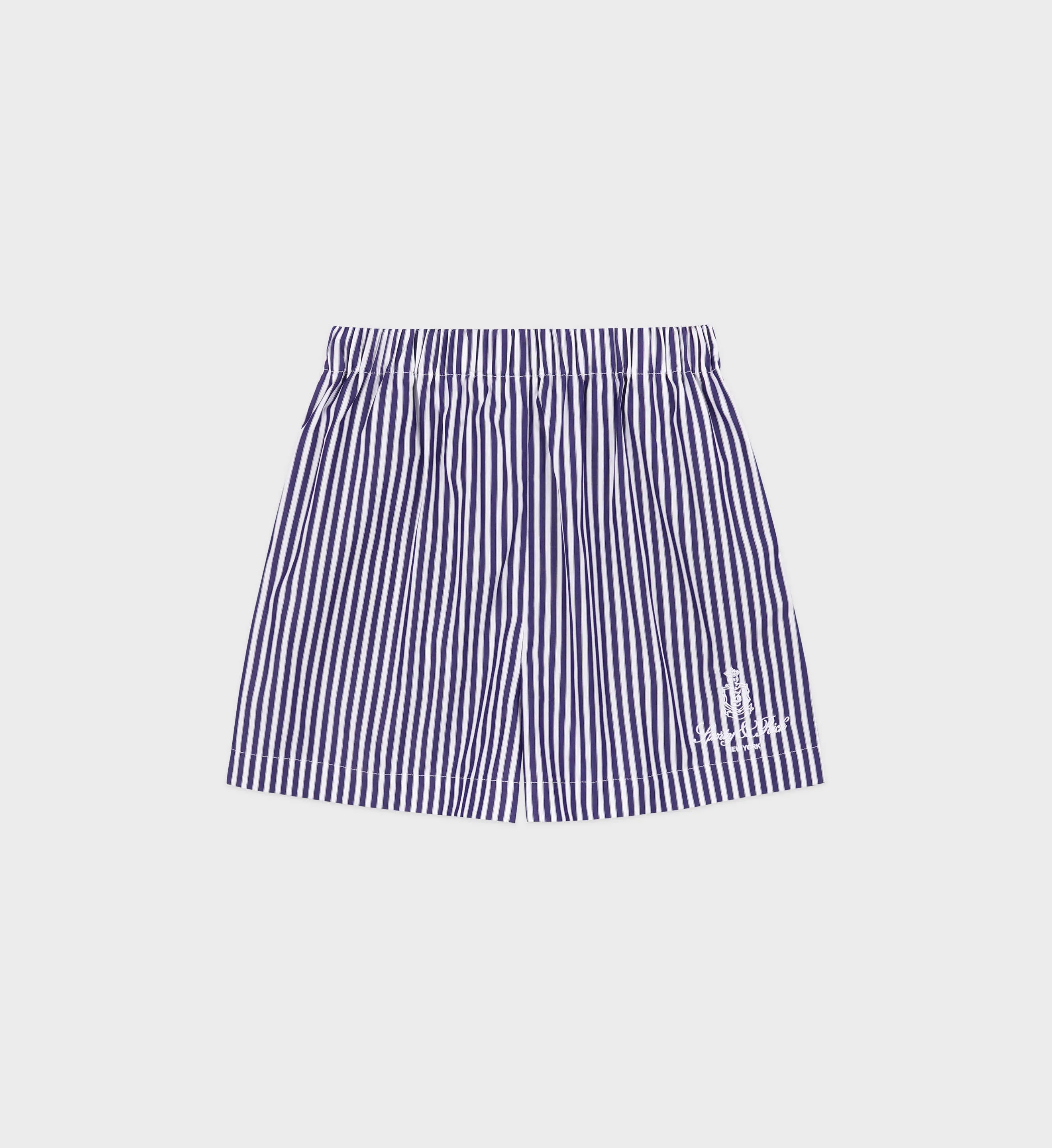 Vendome Poplin Short - Navy Stripe/White sold by Sporty and Rich