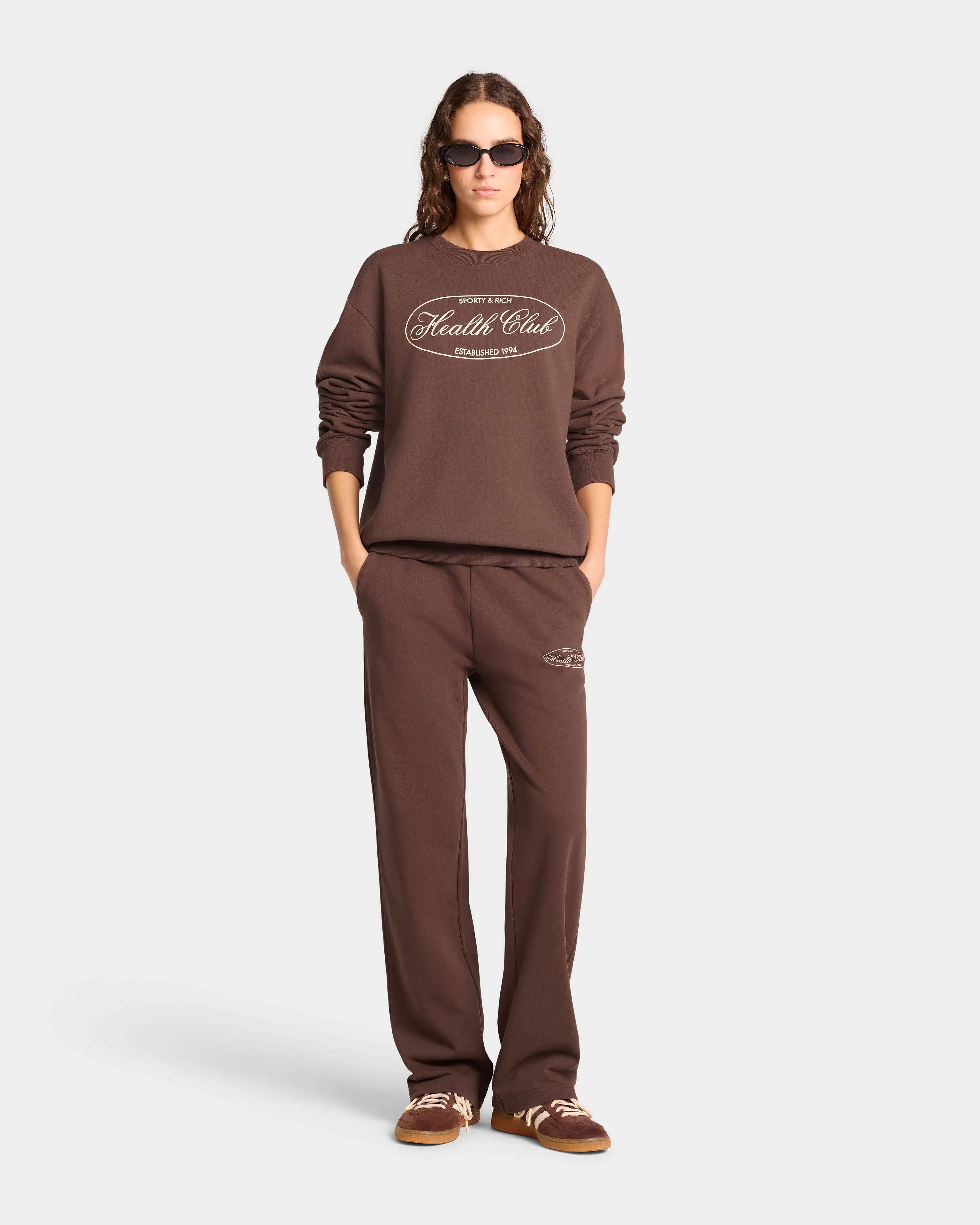 Oval Health straight leg sweatpant - Chocolate/Cream sold by Sporty and Rich product image thumbnail 2