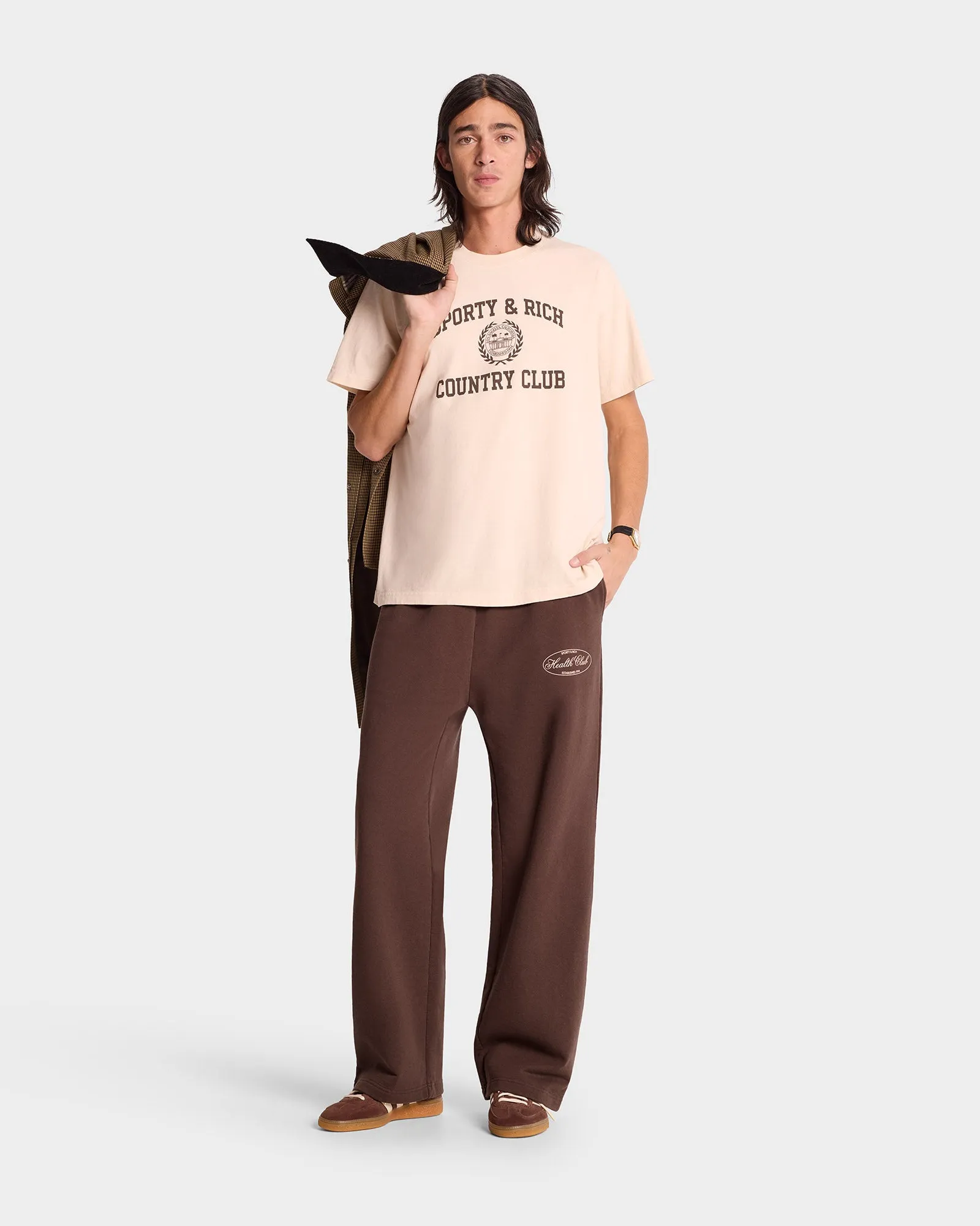 Oval Health straight leg sweatpant - Chocolate/Cream sold by Sporty and Rich product image thumbnail 5