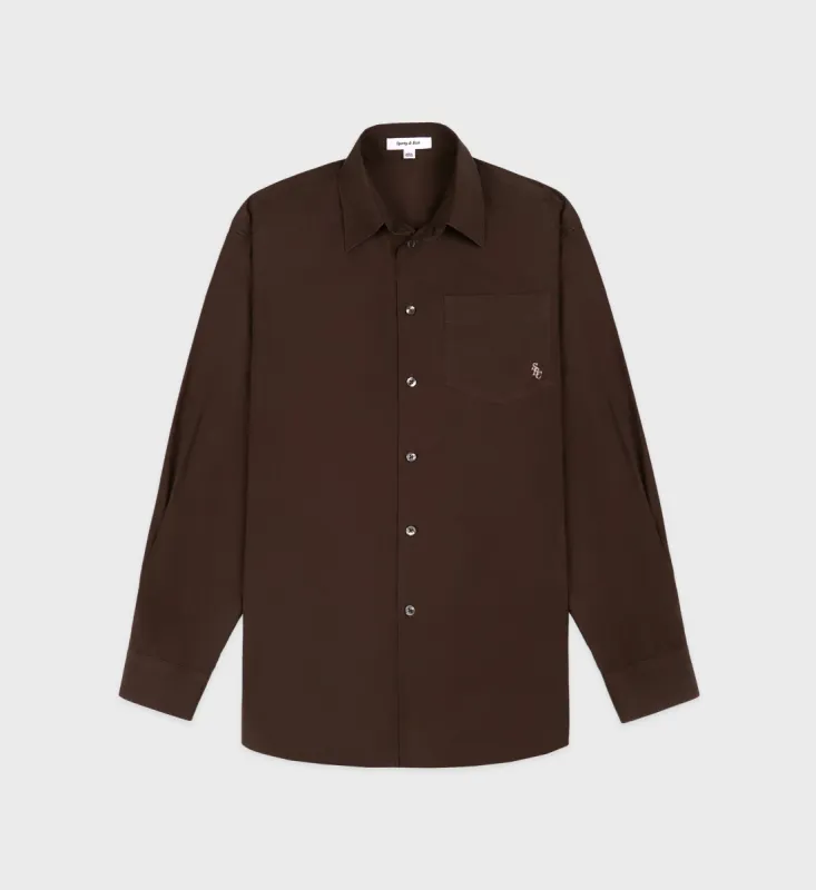SRC Oversized Shirt - Chocolate/White sold by Sporty and Rich