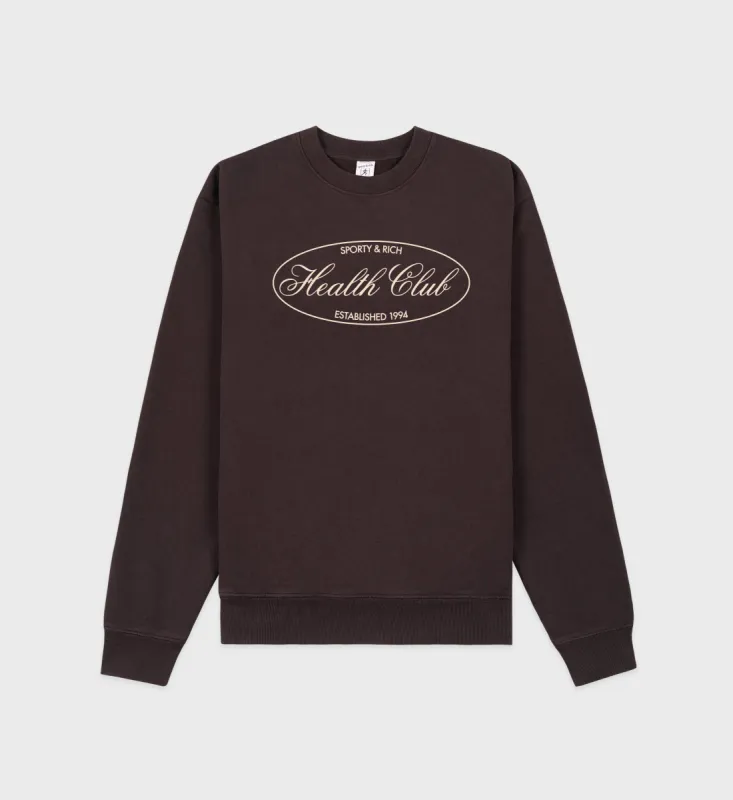 Oval Health crewneck - Chocolate/Cream sold by Sporty and Rich