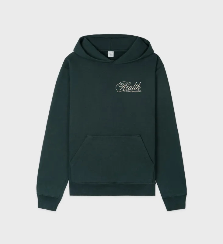 Health Script Hoodie - Forest/Cream sold by Sporty and Rich
