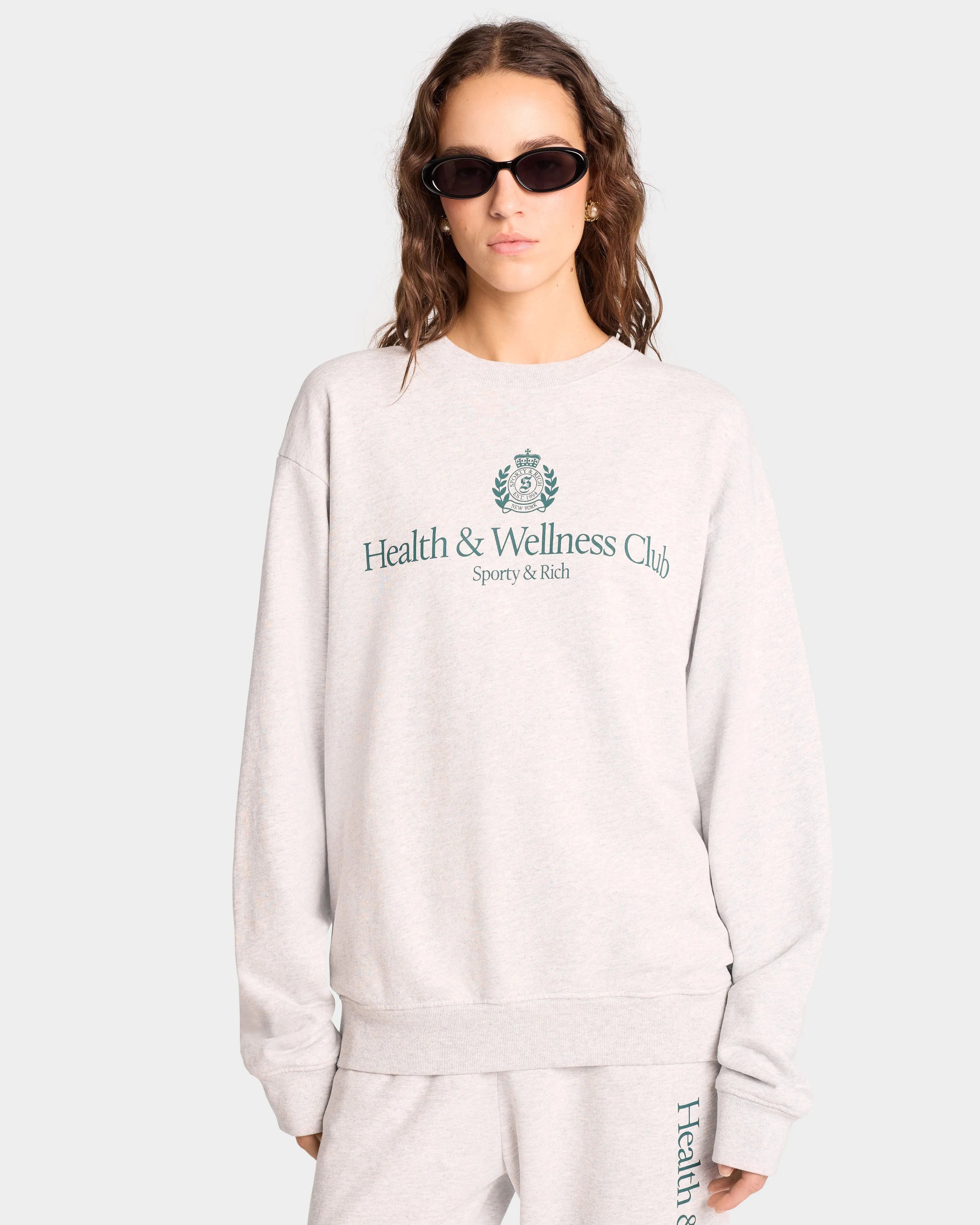 H&W Crest Crewneck - Heather Gray/Alpine sold by Sporty and Rich product image thumbnail 5