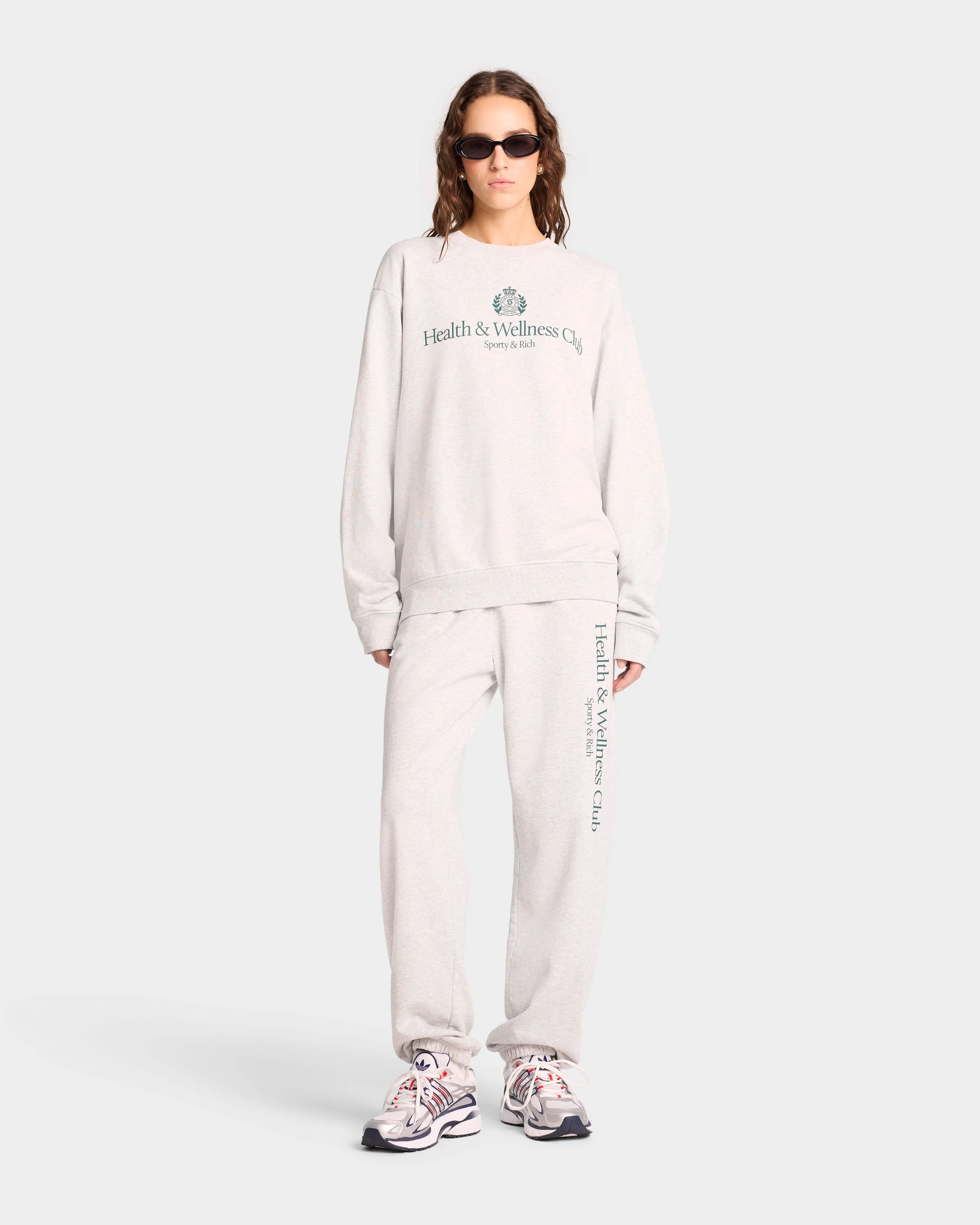 H&W Crest Crewneck - Heather Gray/Alpine sold by Sporty and Rich product image thumbnail 4