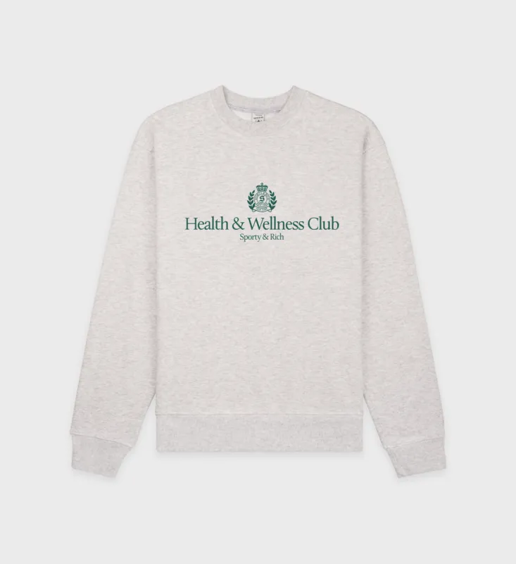 H&W Crest Crewneck - Heather Gray/Alpine sold by Sporty and Rich