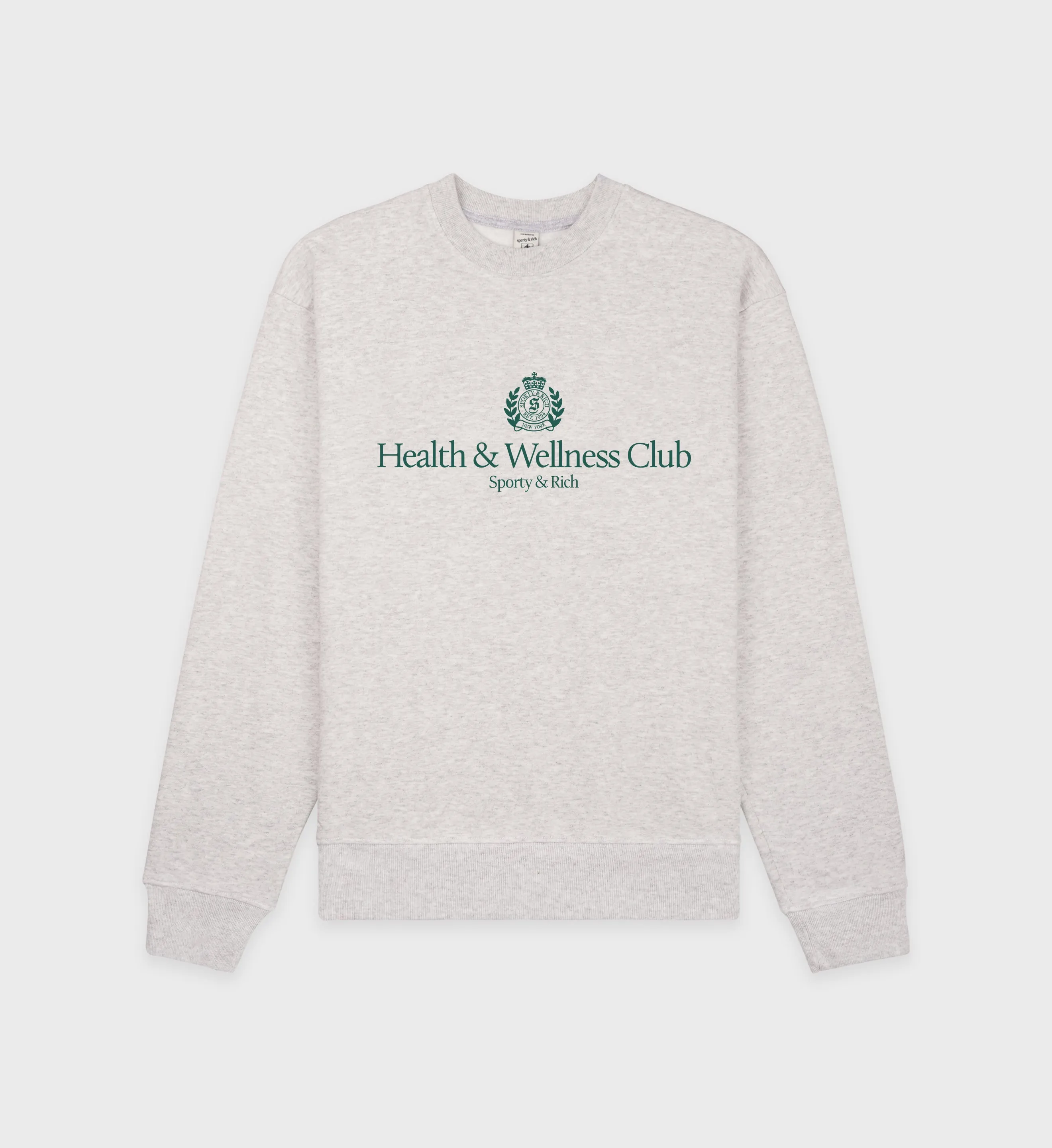 H&W Crest Crewneck - Heather Gray/Alpine sold by Sporty and Rich