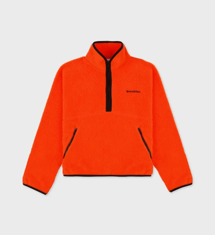 Serif Logo Sherpa Quarter Zip - Squash/Chocolate sold by Sporty and Rich