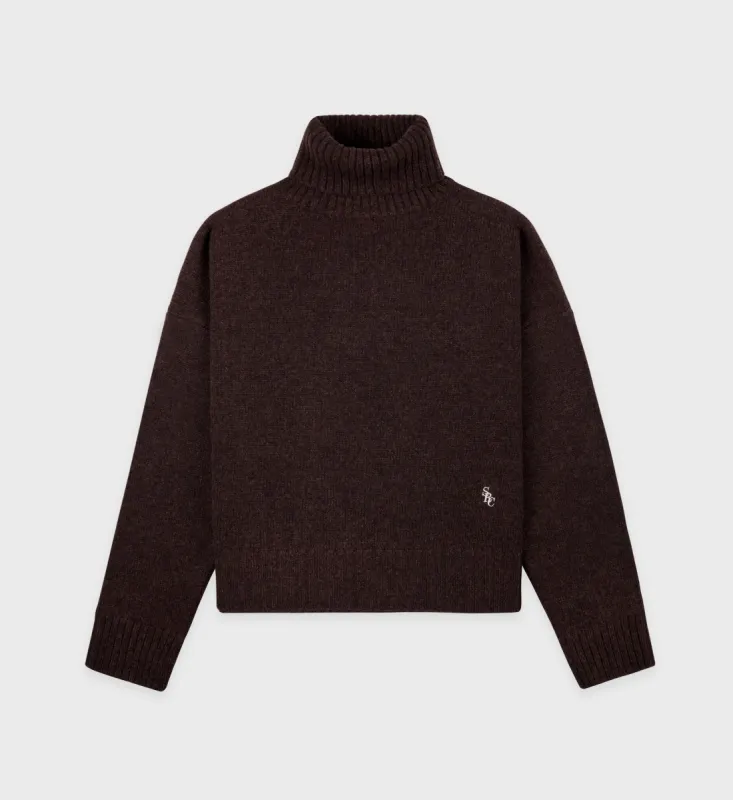 SRC Wool Turtleneck - Chocolate/White sold by Sporty and Rich