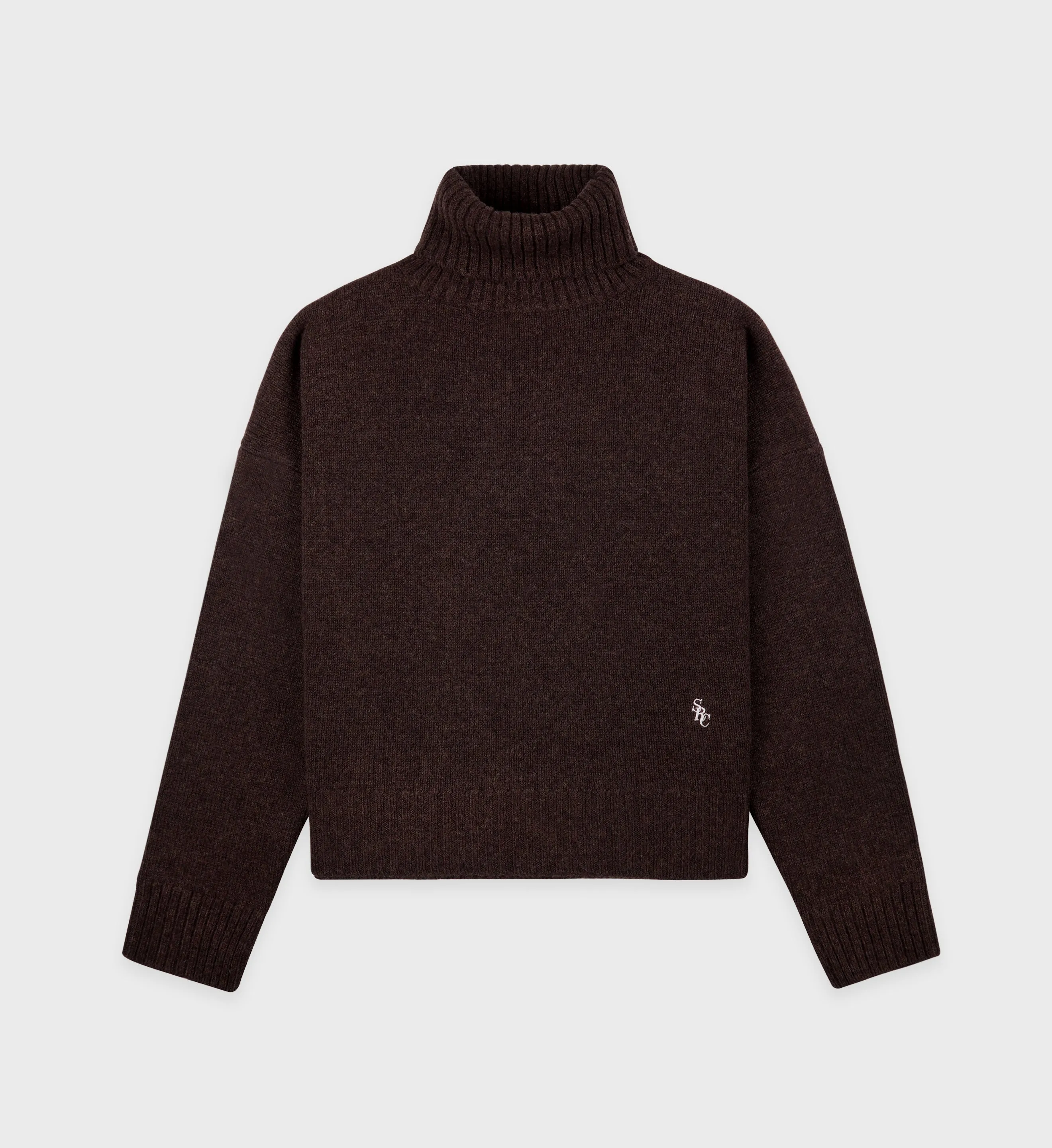 SRC Wool Turtleneck - Chocolate/White sold by Sporty and Rich