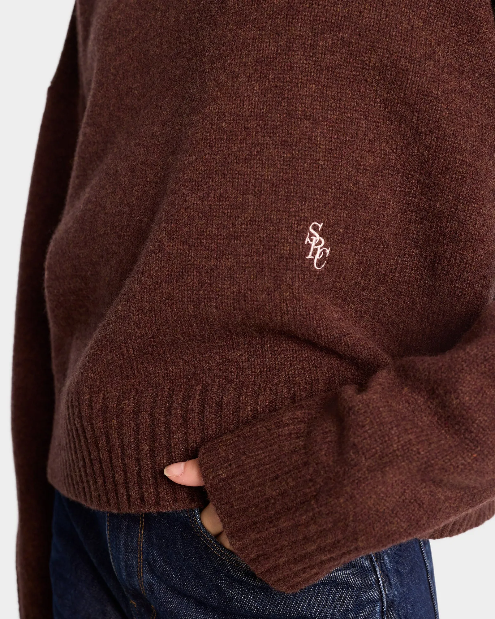 SRC Wool Turtleneck - Chocolate/White sold by Sporty and Rich product image thumbnail 4