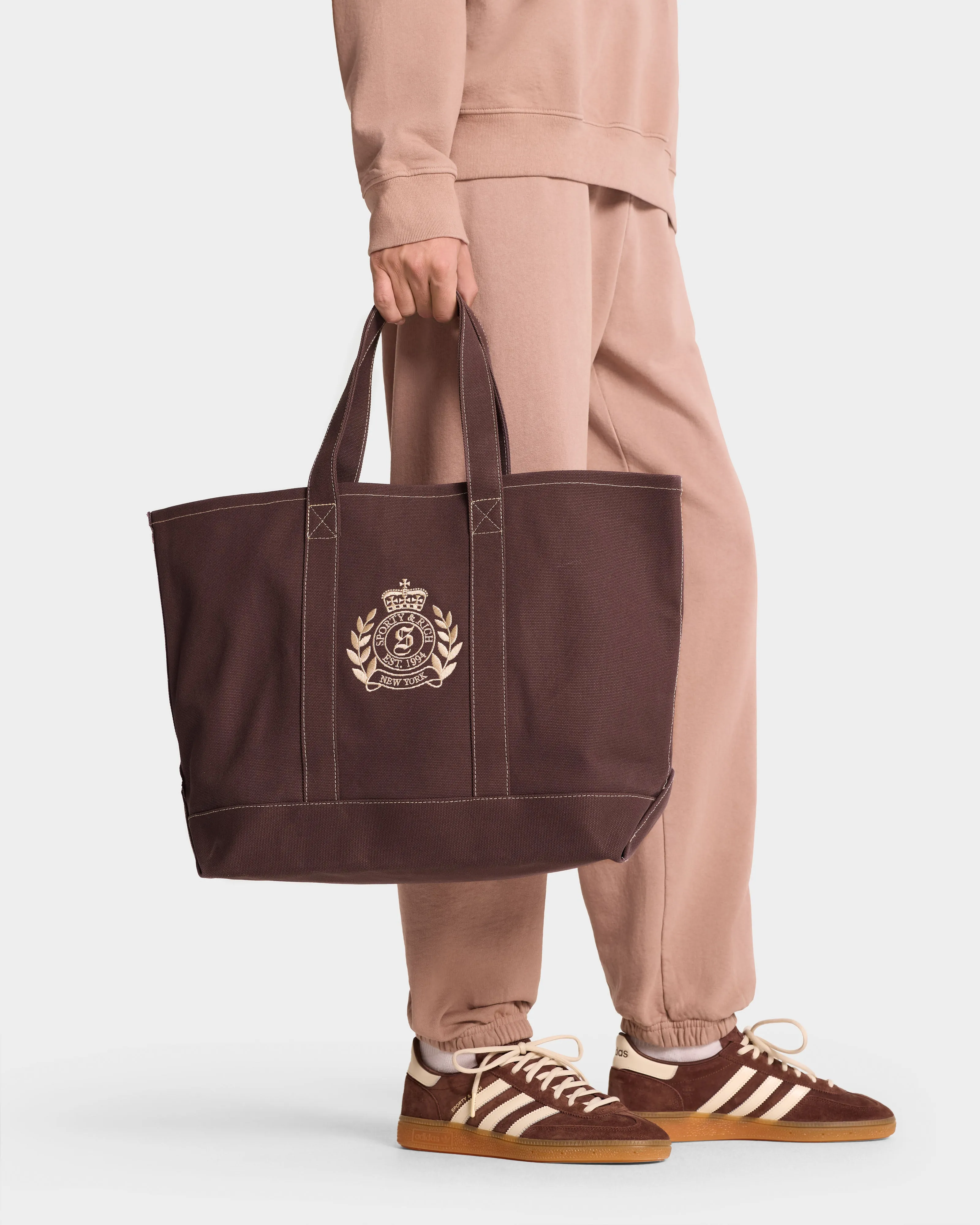 NY Crest Tote Bag - Chocolate/Cream sold by Sporty and Rich product image thumbnail 3