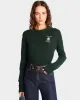 The Carlyle Crest Cashmere Crewneck - Forest/White sold by Sporty and Rich