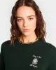 The Carlyle Crest Cashmere Crewneck - Forest/White sold by Sporty and Rich
