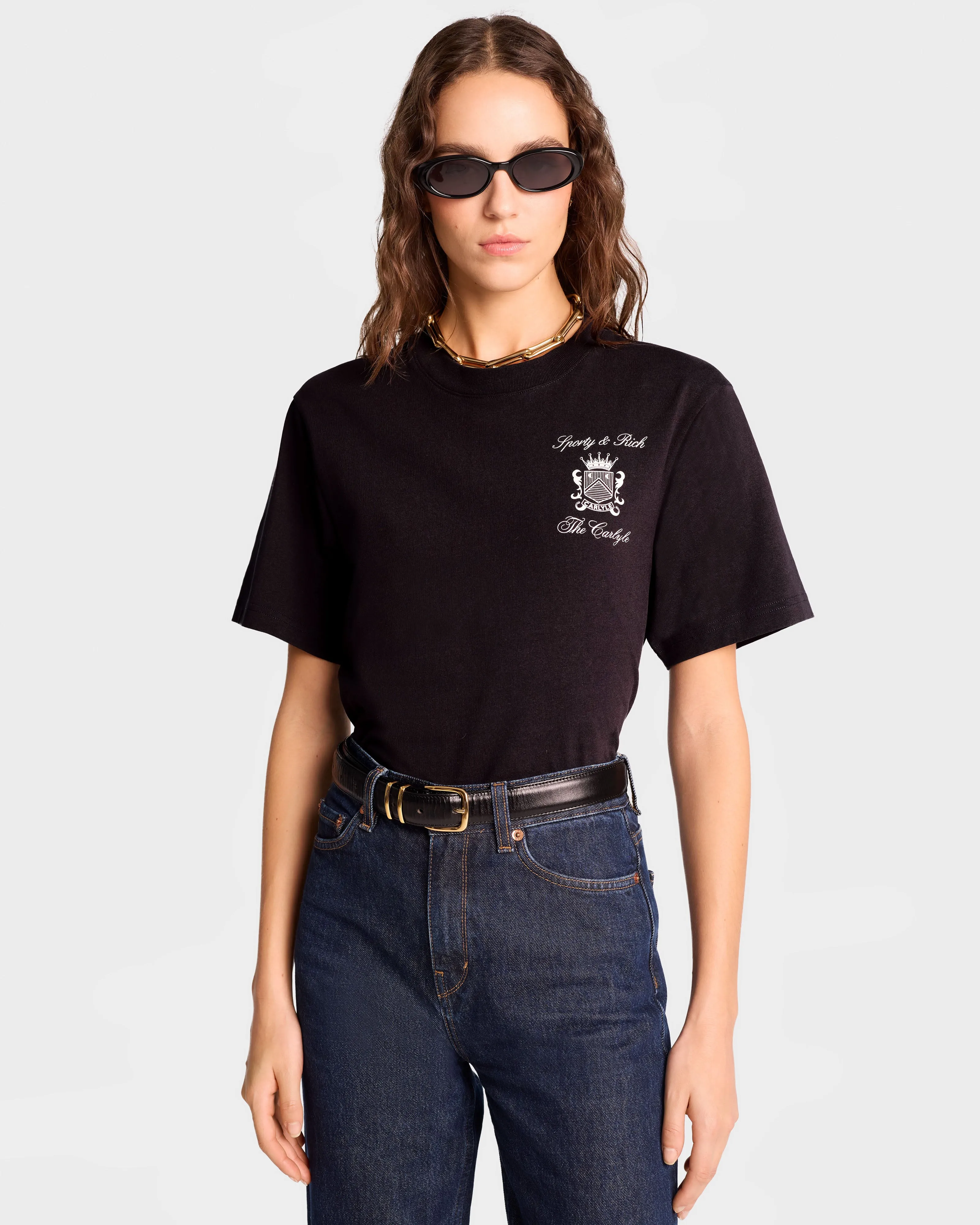The Carlyle Crest T-Shirt - Black/White sold by Sporty and Rich product image thumbnail 3