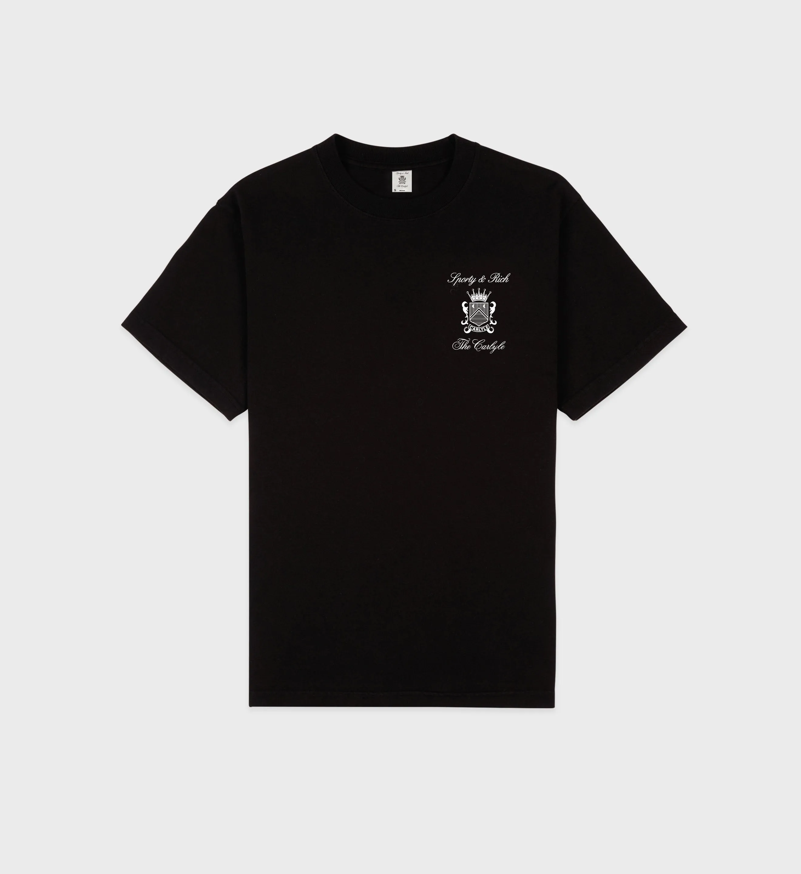 The Carlyle Crest T-Shirt - Black/White sold by Sporty and Rich