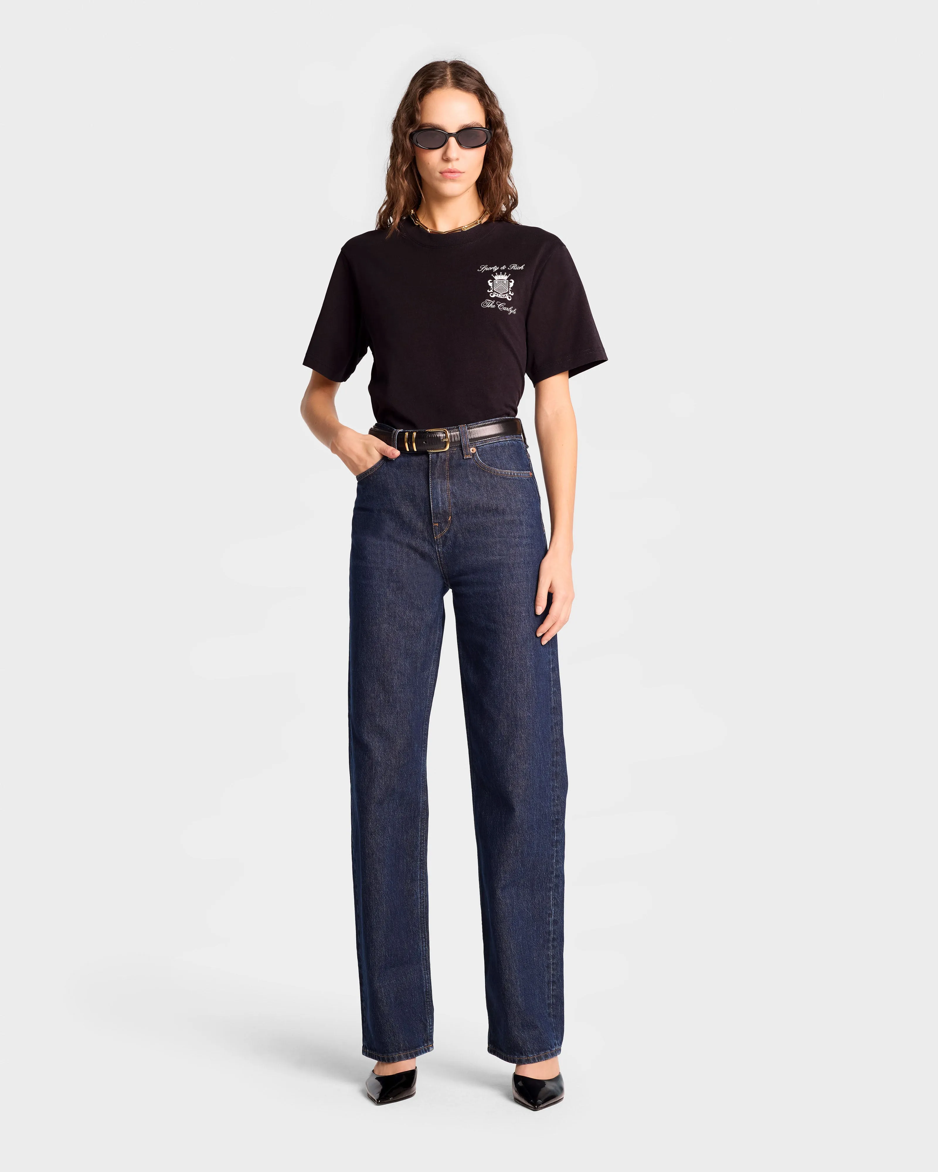 The Carlyle Crest T-Shirt - Black/White sold by Sporty and Rich product image thumbnail 2