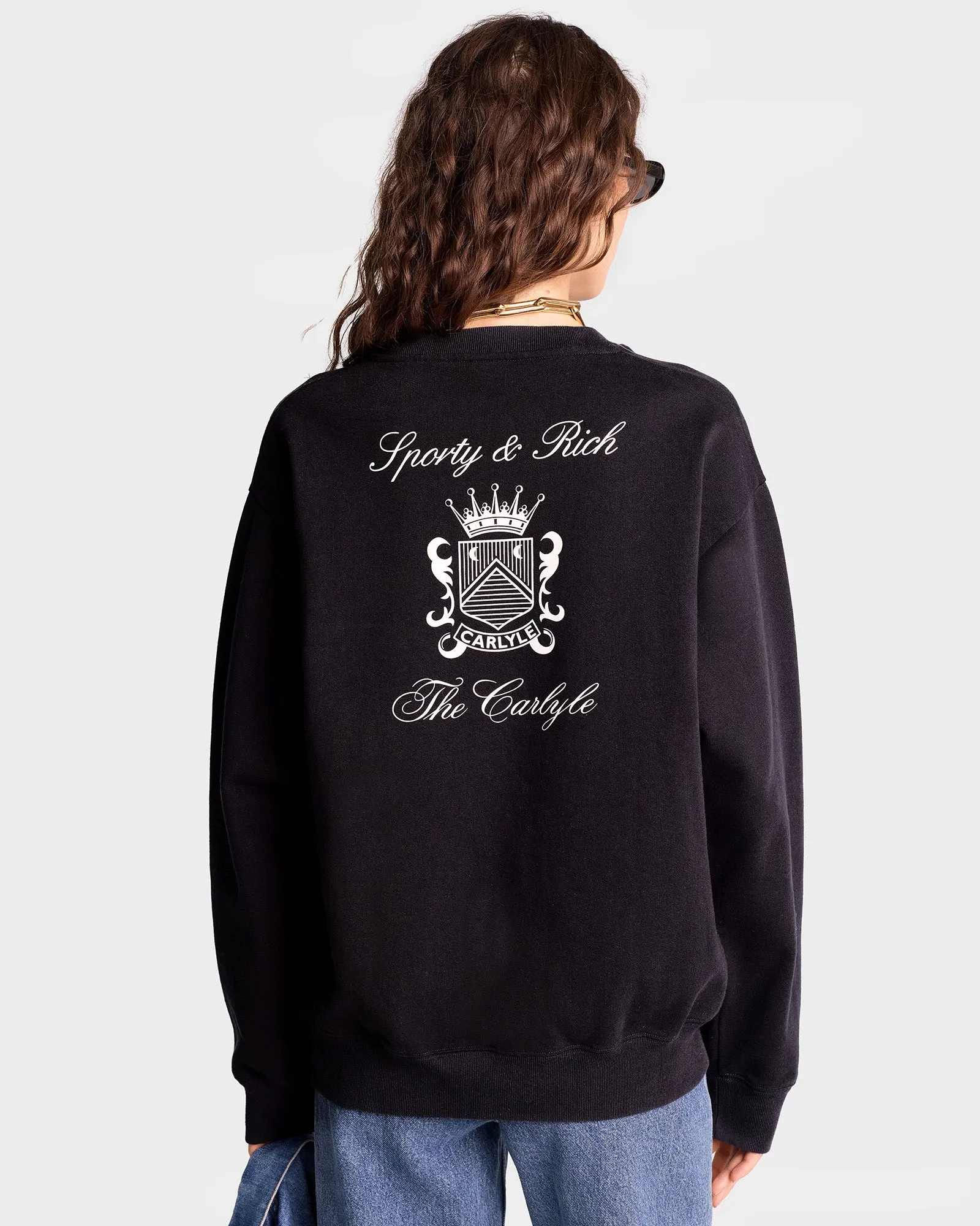 The Carlyle Crest Crewneck - Black/White sold by Sporty and Rich product image thumbnail 5