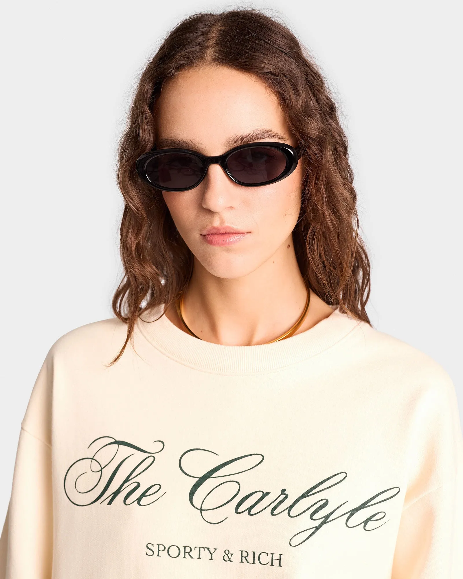 The Carlyle Script Crewneck - Cream/Forest sold by Sporty and Rich product image thumbnail 5