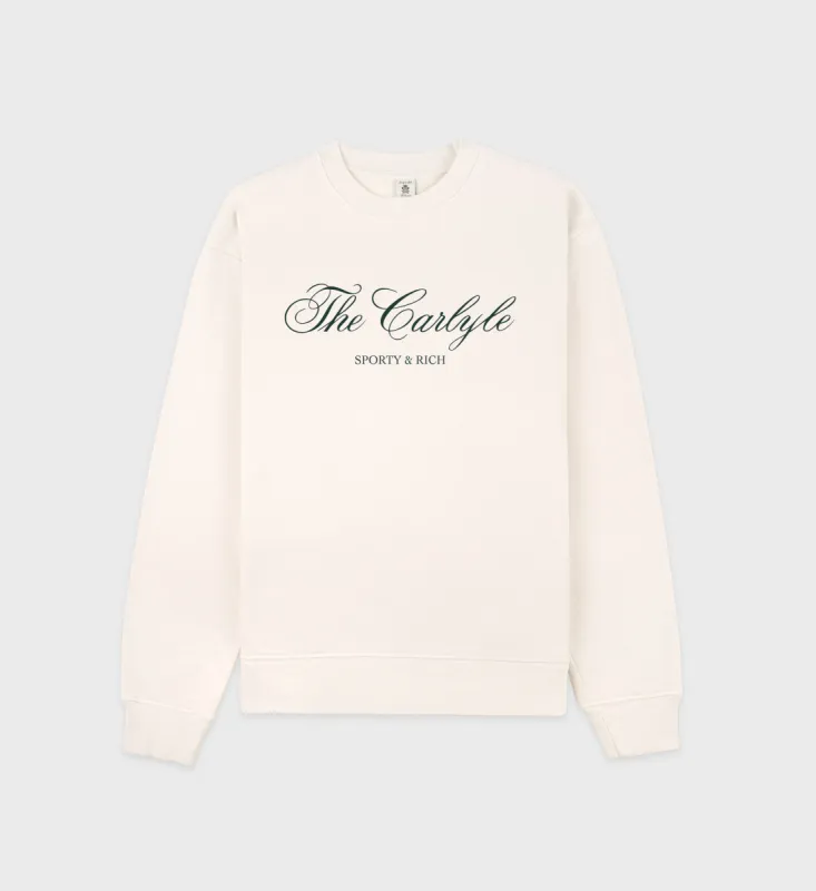 The Carlyle Script Crewneck - Cream/Forest sold by Sporty and Rich