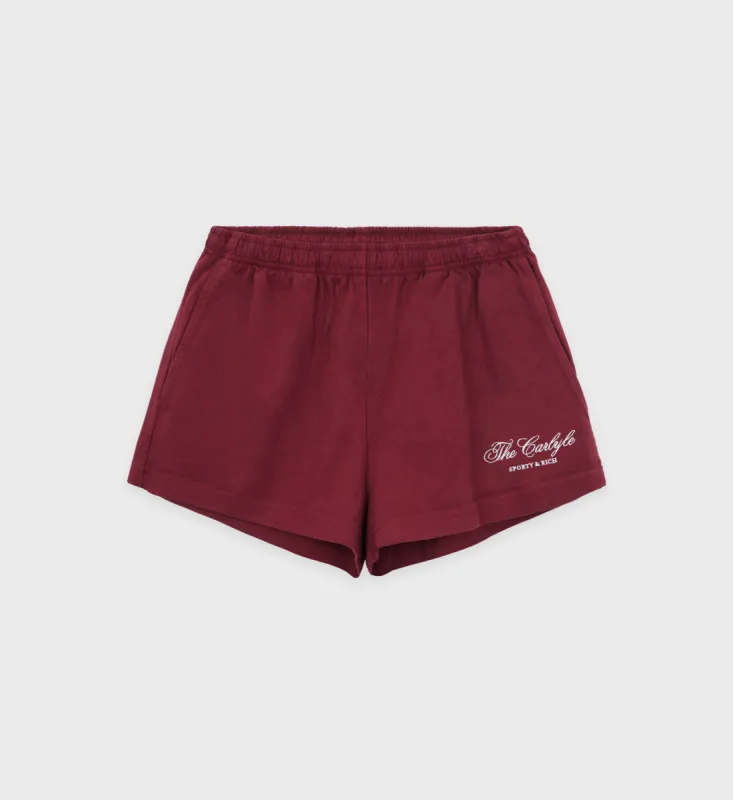 The Carlyle Script Disco Short - Merlot/White sold by Sporty and Rich