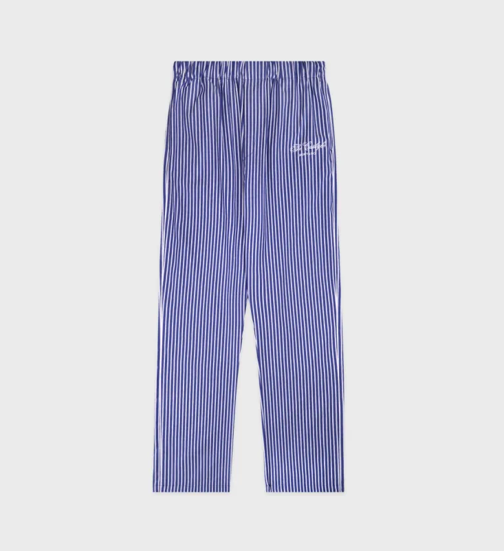 The Carlyle Script Pyjama Pants - Navy Striped sold by Sporty and Rich