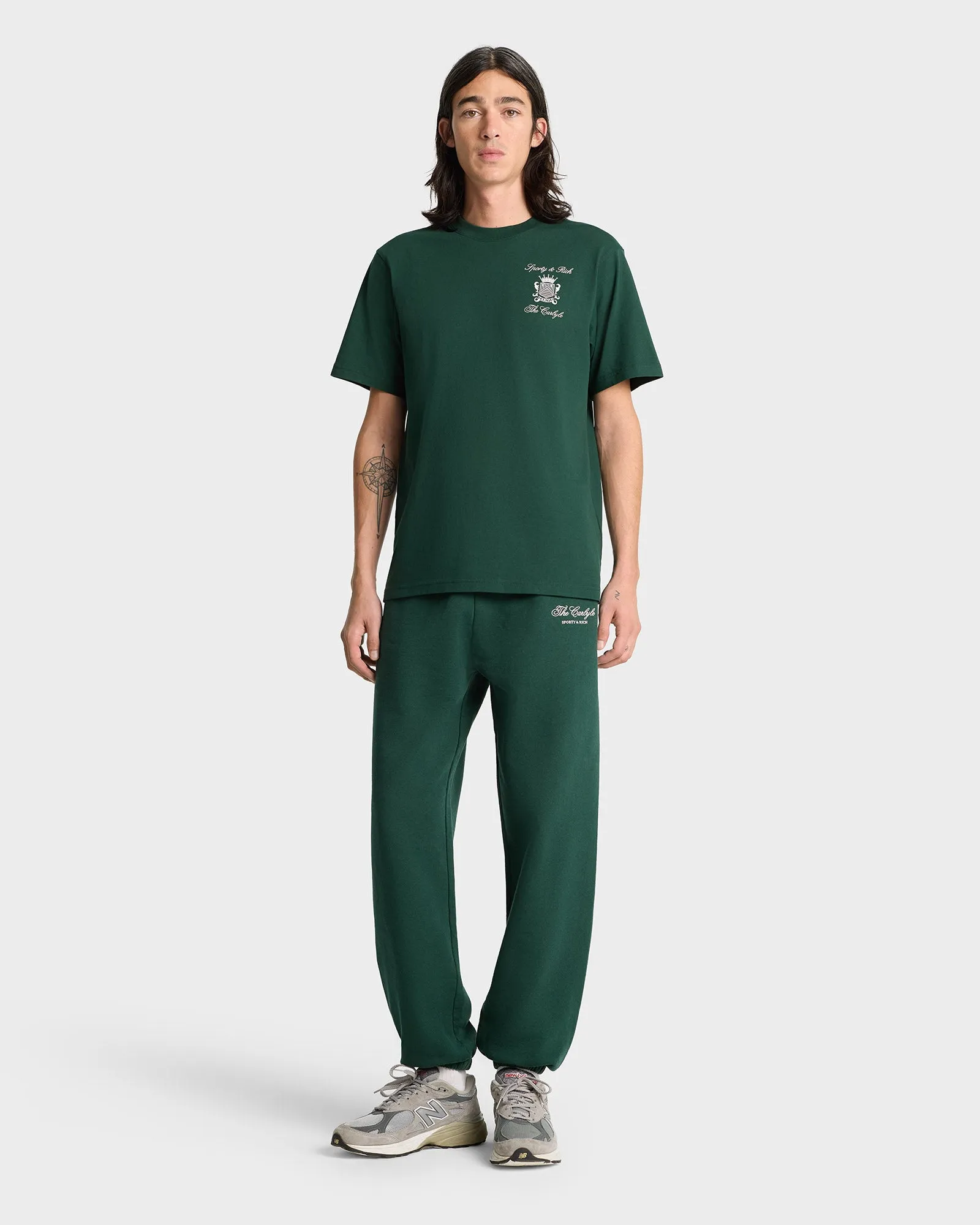 The Carlyle Script Sweatpant - Forest/White sold by Sporty and Rich product image thumbnail 4
