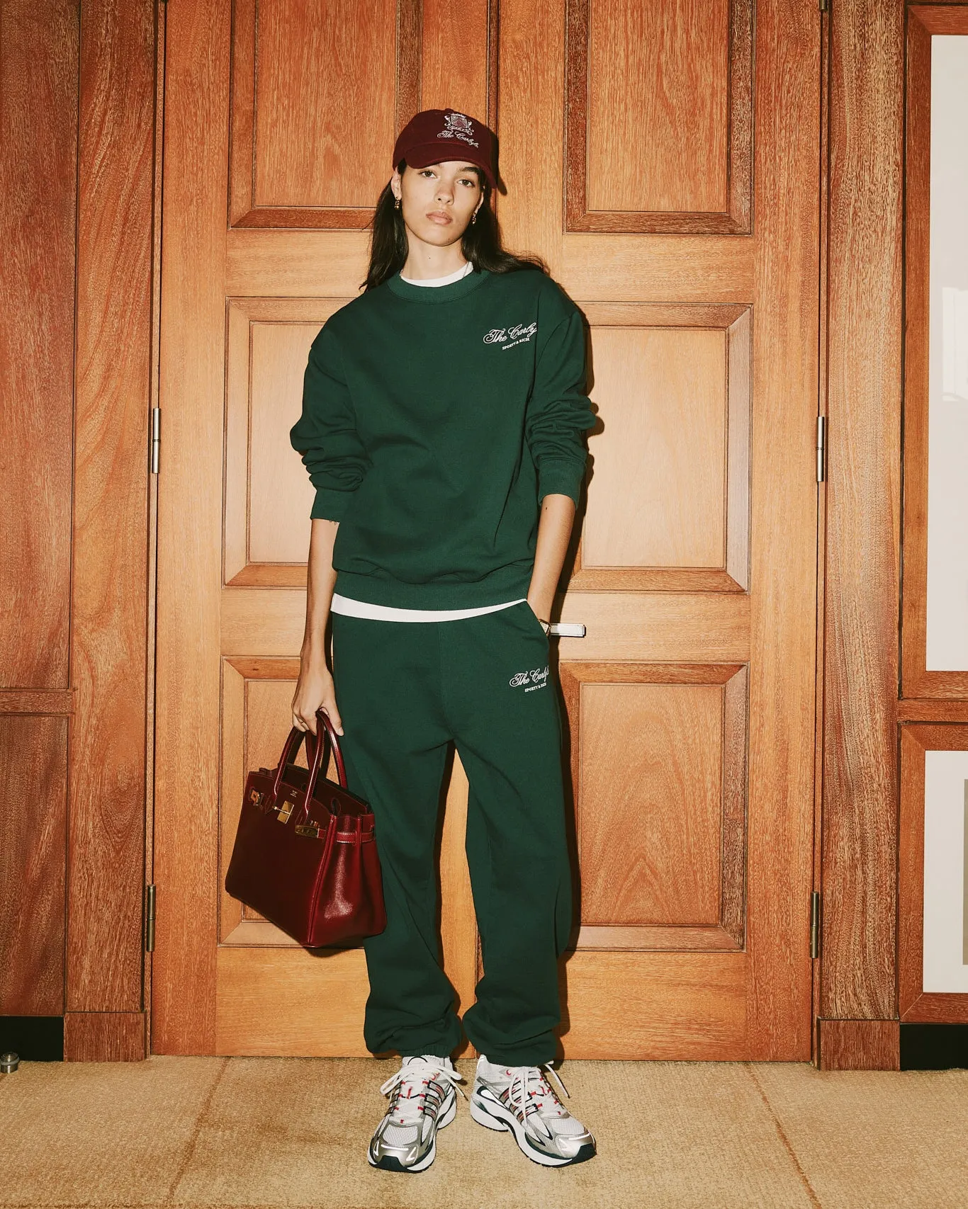 The Carlyle Script Sweatpant - Forest/White sold by Sporty and Rich product image thumbnail 2