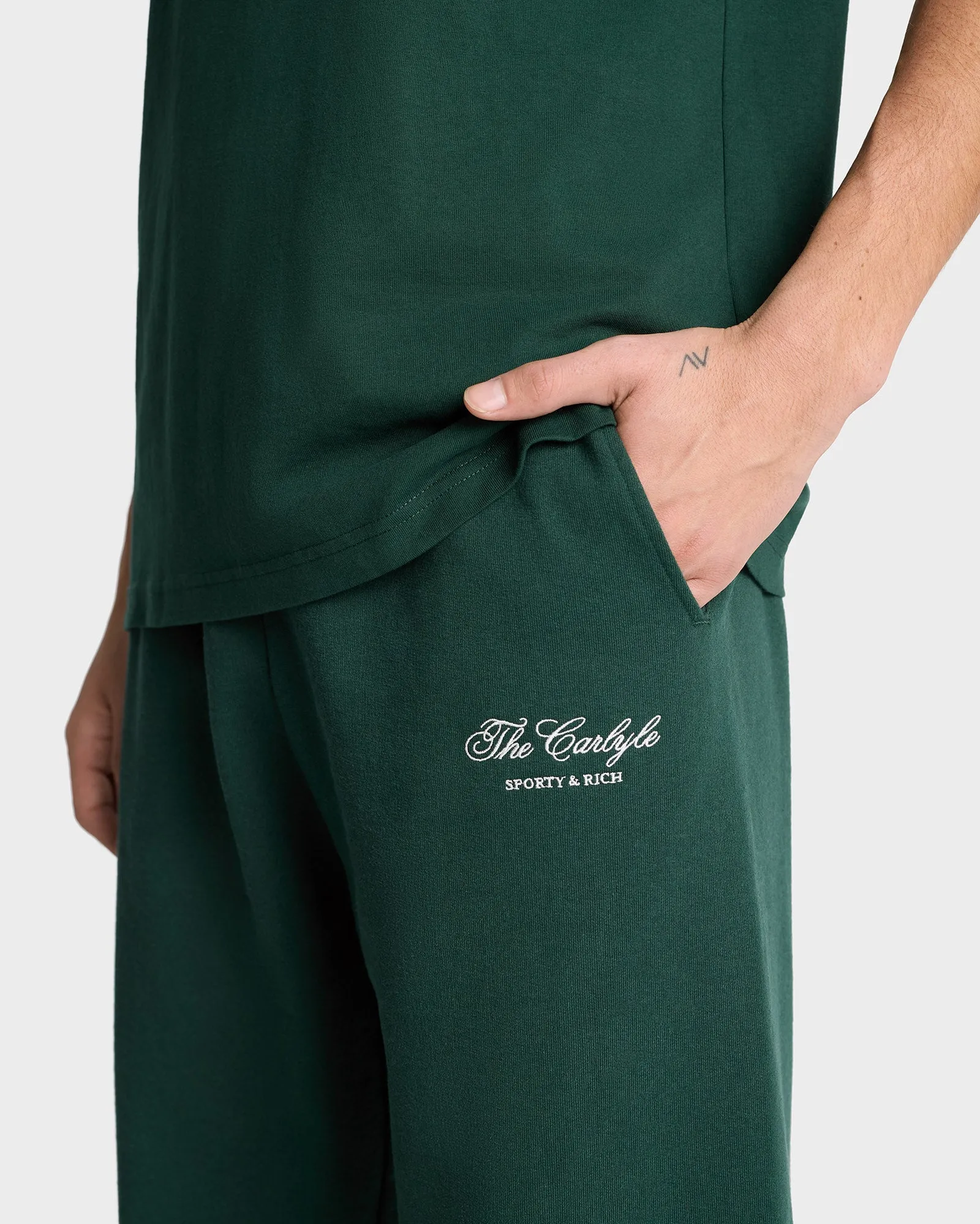 The Carlyle Script Sweatpant - Forest/White sold by Sporty and Rich product image thumbnail 5