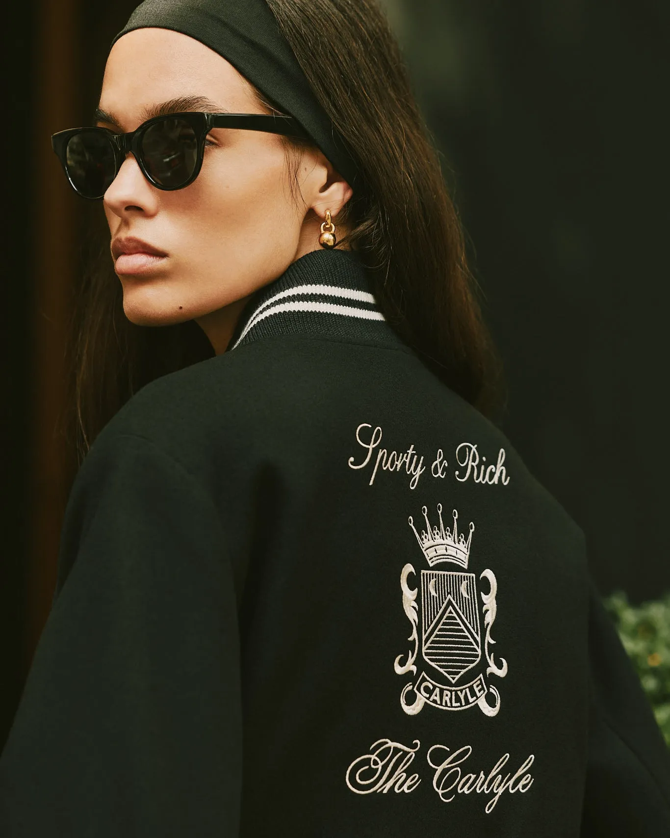 The Carlyle Crest Wool Varsity Jacket - Black/White sold by Sporty and Rich product image thumbnail 3