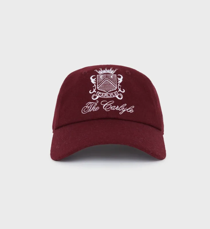 The Carlyle Crest Wool Hat - Merlot/White sold by Sporty and Rich