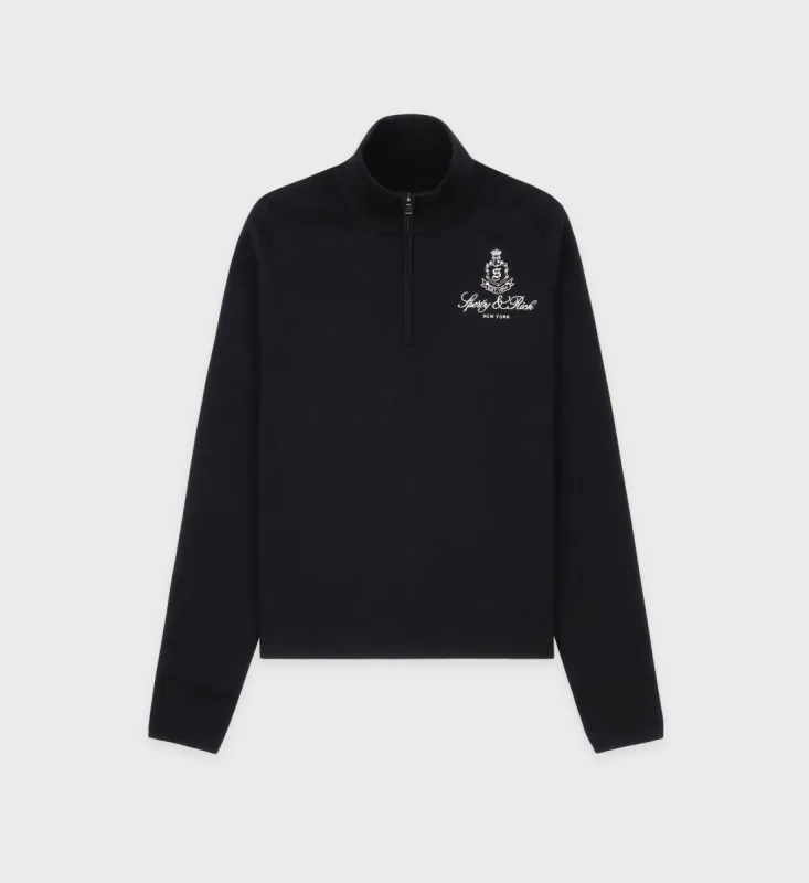Vendome Minimal Quarter Zip - Black sold by Sporty and Rich