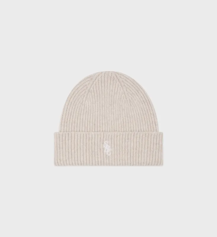 SRC Wool Beanie - Cream/White sold by Sporty and Rich