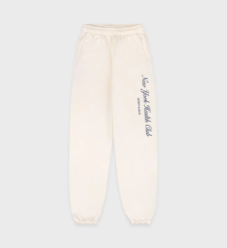 NY Health Club Sweatpant - Cream/Navy sold by Sporty and Rich