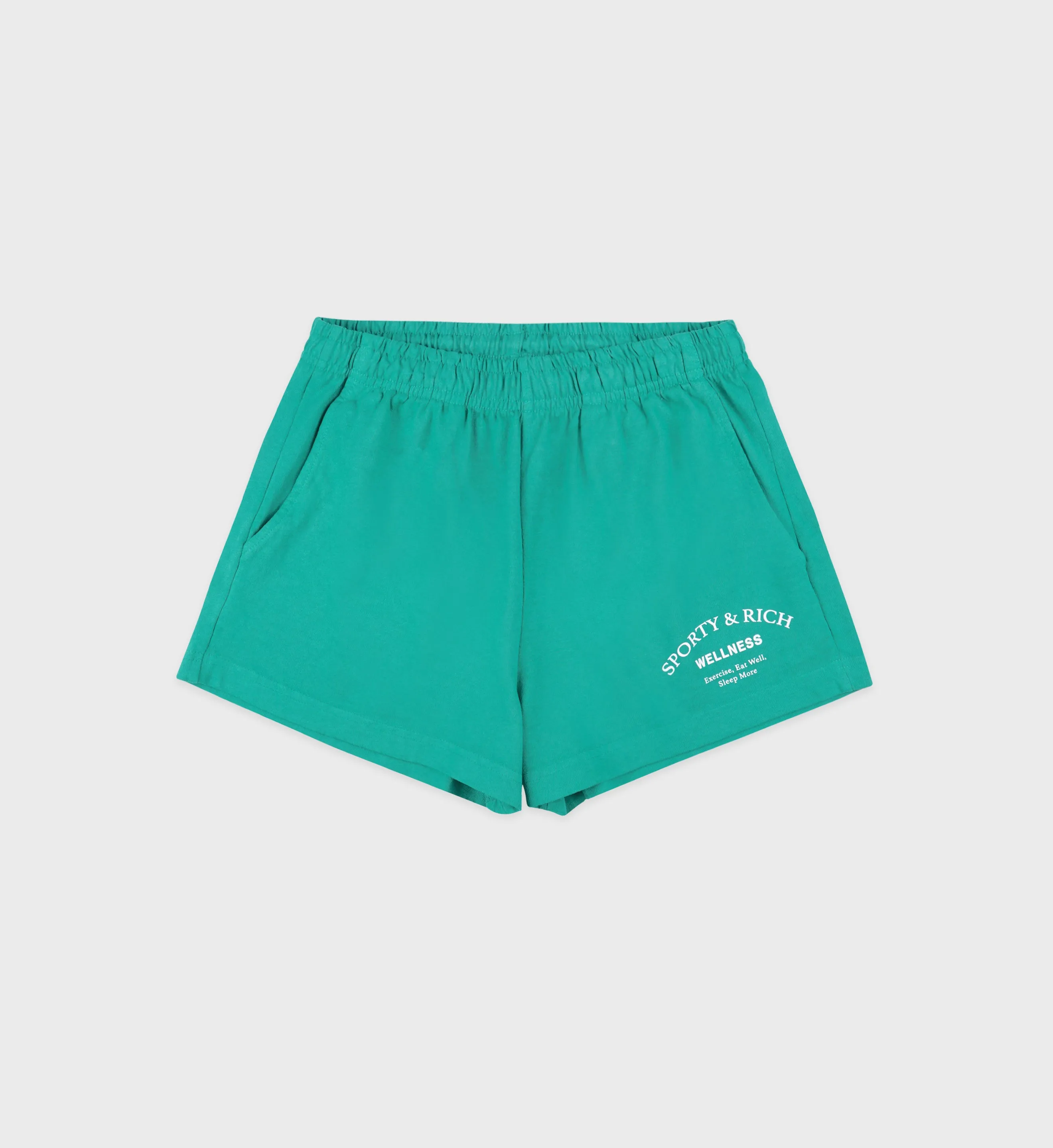 Wellness Studio Disco Shorts - Spring Green/White sold by Sporty and Rich
