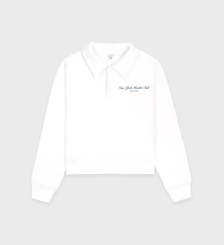 NY Health Club Polo - White/Navy sold by Sporty and Rich