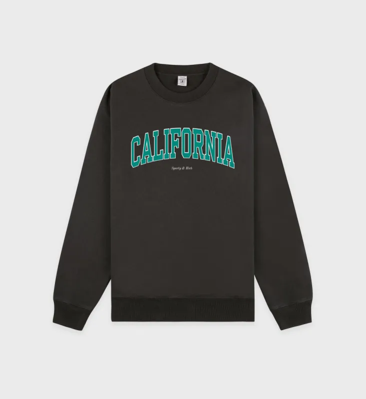 California Crewneck - Faded Black/Spring Green sold by Sporty and Rich