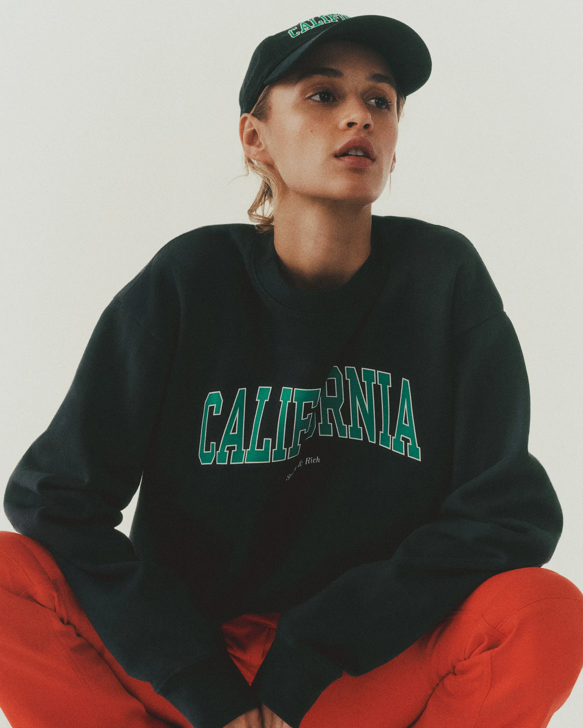 California Crewneck - Faded Black/Spring Green sold by Sporty and Rich product image thumbnail 2