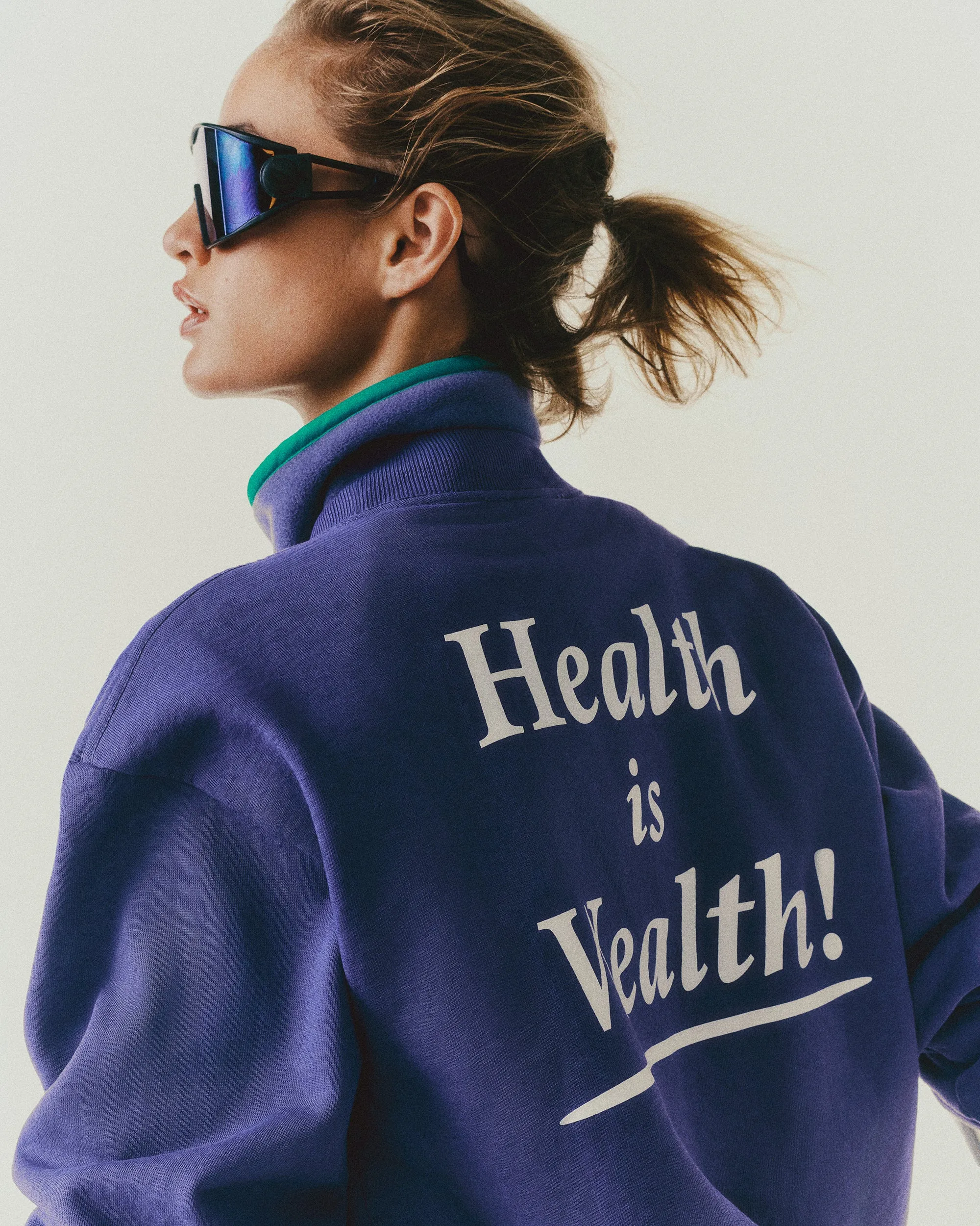 Health Is Wealth Crewneck - Dusty Grape/White sold by Sporty and Rich product image thumbnail 5